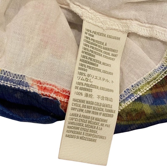 Hollister Spaghetti Strap Floral Flower Top V-Neck Bow Ruffle Red Blue Halter - Picture 5 of 5